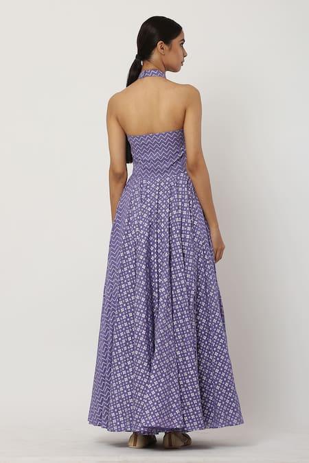 Shop Seema Nanda Purple , Lining Halter Neck Anarkali With Dupatta at Aza Fashions Shop_Seema Nanda_Purple , Lining Halter Neck Anarkali With Dupatta _at_Aza_Fashions