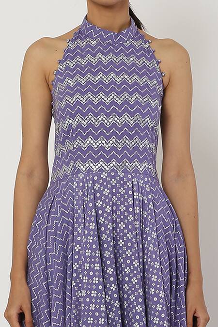 Seema Nanda Purple , Lining Halter Neck Anarkali With Dupatta at Aza Fashions Seema Nanda_Purple , Lining Halter Neck Anarkali With Dupatta _at_Aza_Fashions