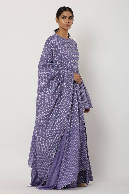 Seema Nanda Purple , Lining Striped Motif Round Peplum Sharara Set Online at Aza Fashions Seema Nanda_Purple , Lining Striped Motif Round Peplum Sharara Set_Online_at_Aza_Fashions