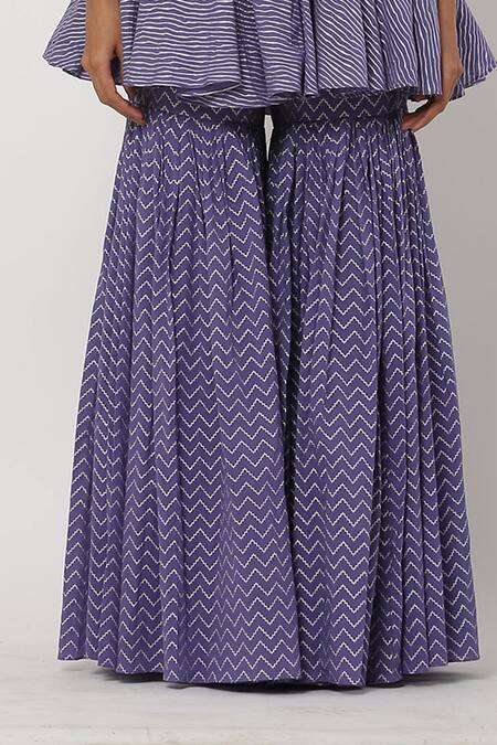 Seema Nanda Purple , Lining Striped Motif Round Peplum Sharara Set at Aza Fashions Seema Nanda_Purple , Lining Striped Motif Round Peplum Sharara Set_at_Aza_Fashions