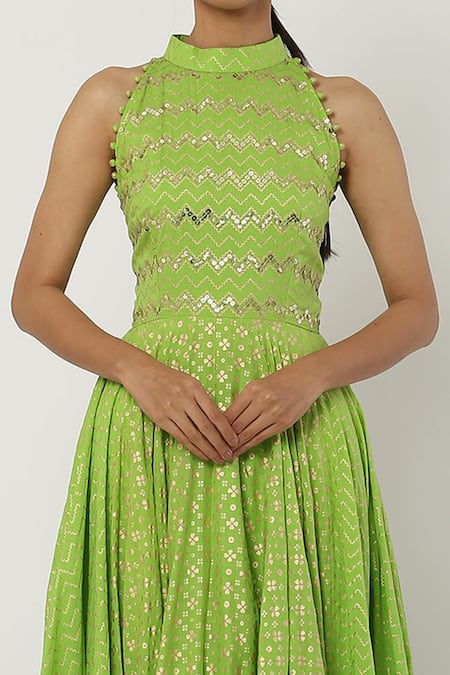 Seema Nanda Green , Lining Halter Neck Anarkali With Dupatta at Aza Fashions Seema Nanda_Green , Lining Halter Neck Anarkali With Dupatta_at_Aza_Fashions