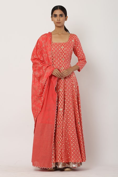 Seema Nanda Cotton Mul Anarkali With Dupatta 