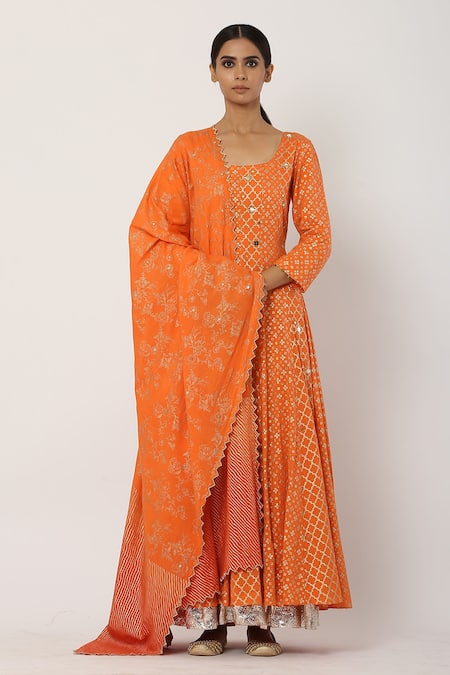 Seema Nanda Cotton Mul Anarkali With Dupatta 