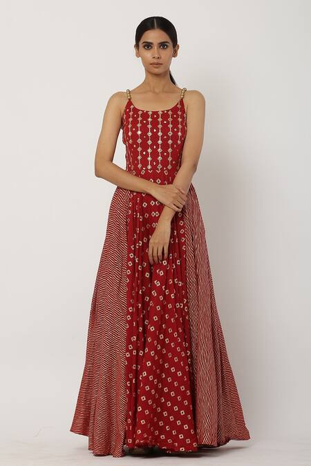 Shop Seema Nanda Red , Lining Round Beaded Strap Anarkali With Dupatta Online at Aza Fashions Shop_Seema Nanda_Red , Lining Round Beaded Strap Anarkali With Dupatta_Online_at_Aza_Fashions