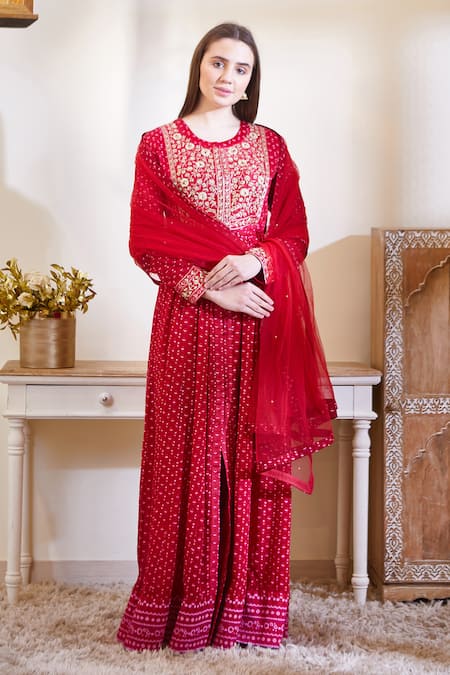 Buy Shyam Narayan Prasad Pink Silk, Flat Chiffon, Satin Georgette Round Embroidered Anarkali Set Online at Aza Fashions Buy_Shyam Narayan Prasad_Pink Silk, Flat Chiffon, Satin Georgette Round Embroidered Anarkali Set _Online_at_Aza_Fashions