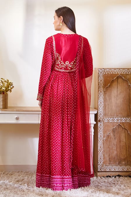 Shop Shyam Narayan Prasad Pink Silk, Flat Chiffon, Satin Georgette Round Embroidered Anarkali Set at Aza Fashions Shop_Shyam Narayan Prasad_Pink Silk, Flat Chiffon, Satin Georgette Round Embroidered Anarkali Set _at_Aza_Fashions