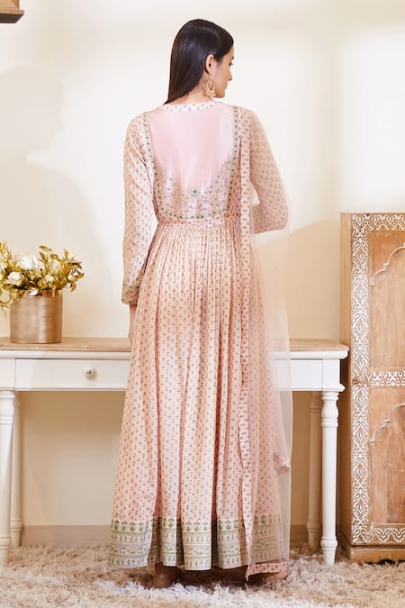 Shyam Narayan Prasad Silk Embroidered Anarkali Set 