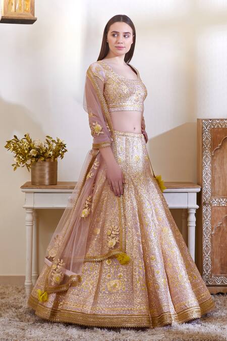 Shyam Narayan Prasad_Pink Silk Embellished Lehenga Set _Online_at_Aza_Fashions