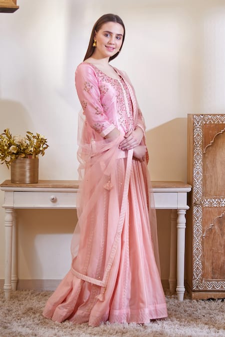 Shyam Narayan Prasad Pink Embellished Lehenga Set Online at Aza Fashions Shyam Narayan Prasad_Pink Embellished Lehenga Set _Online_at_Aza_Fashions