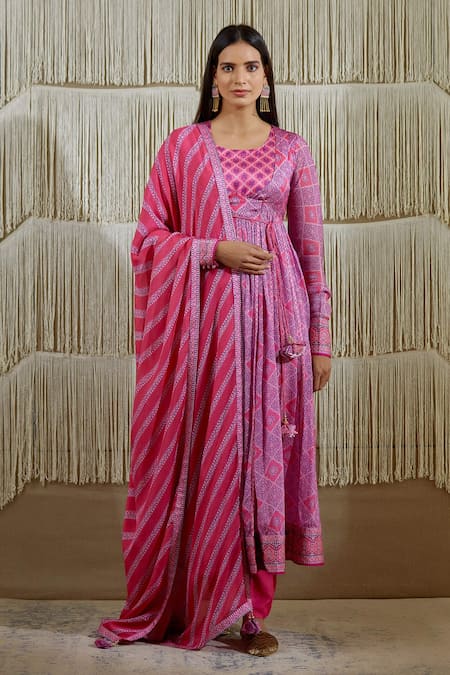 Shyam Narayan Prasad Floral Print Angrakha Set 