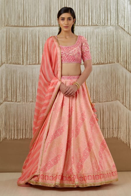 Buy Pink Brocade Embroidered Zardozi Floral Pattern Bridal Lehenga Set For  Women by Shyam Narayan Prasad Online at Aza Fashions.