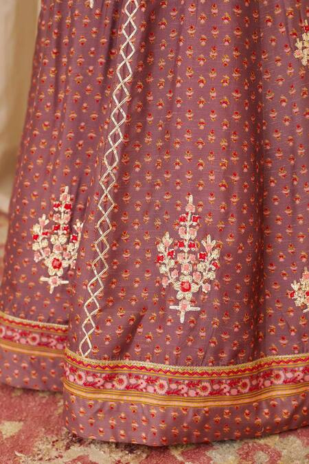 Shyam Narayan Prasad_Purple Viscose Silk Round Embroidered Lehenga Set _at_Aza_Fashions