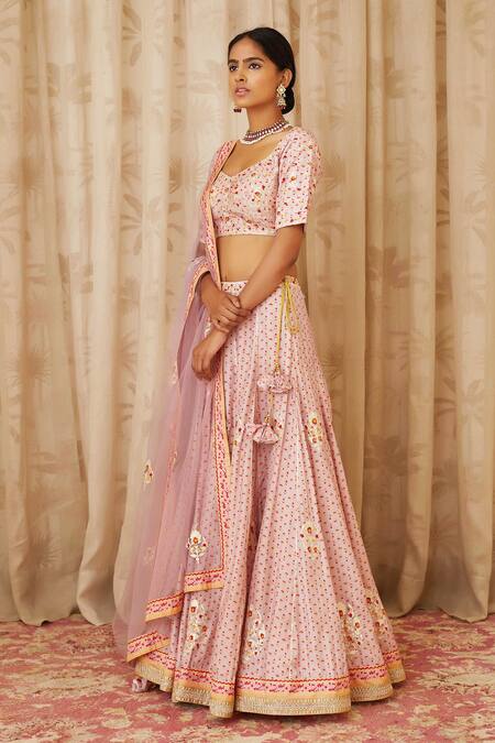 Silk a line lehenga choli in Peach colour 34015