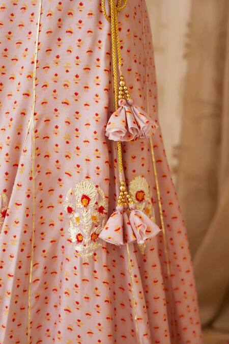 Shyam Narayan Prasad Purple Net, Viscose Silk Leaf Neck Embroidered Lehenga Set at Aza Fashions Shyam Narayan Prasad_Purple Net, Viscose Silk Leaf Neck Embroidered Lehenga Set _at_Aza_Fashions