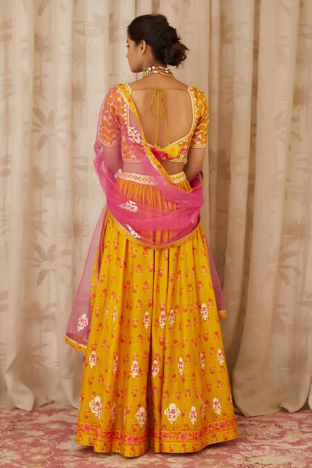 Yellow Lehenga and Mirror Blouse - Priti Sahni