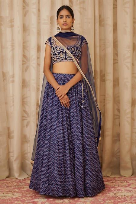 Shyam Narayan Prasad Zardozi Embroidered Blouse & Lehenga Set 