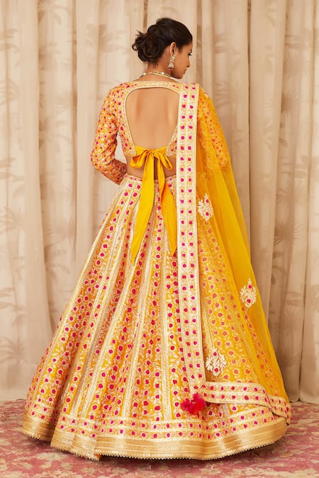 Shyam Narayan Prasad Gota Embroidered Bridal Lehenga Set 