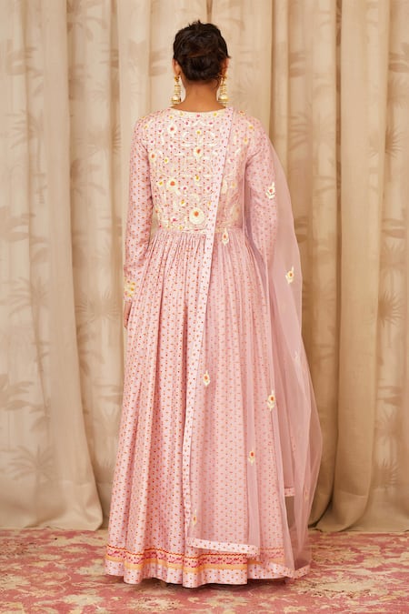 Shop Shyam Narayan Prasad Purple Viscose Silk Round Printed Anarkali Set at Aza Fashions Shop_Shyam Narayan Prasad_Purple Viscose Silk Round Printed Anarkali Set _at_Aza_Fashions