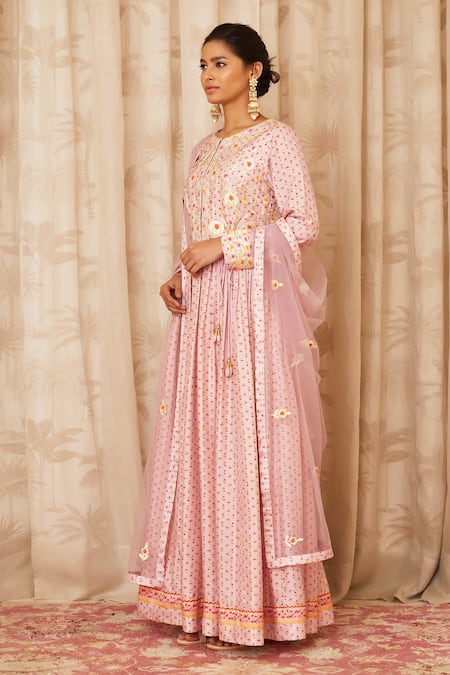 Buy Shyam Narayan Prasad Purple Viscose Silk Round Printed Anarkali Set Online at Aza Fashions Buy_Shyam Narayan Prasad_Purple Viscose Silk Round Printed Anarkali Set _Online_at_Aza_Fashions