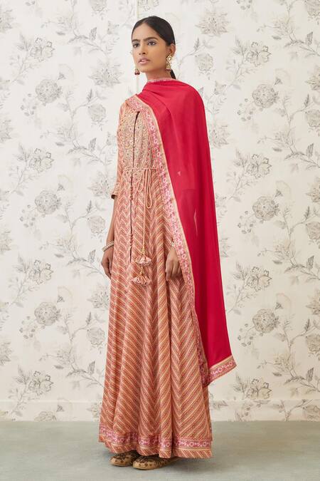 Buy Shyam Narayan Prasad Orange Viscose Silk Round Printed Anarkali Set Online at Aza Fashions Buy_Shyam Narayan Prasad_Orange Viscose Silk Round Printed Anarkali Set _Online_at_Aza_Fashions