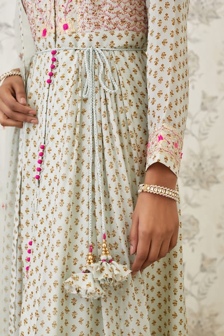 Shyam Narayan Prasad Green Viscose Silk Round Printed Anarkali Set at Aza Fashions Shyam Narayan Prasad_Green Viscose Silk Round Printed Anarkali Set _at_Aza_Fashions