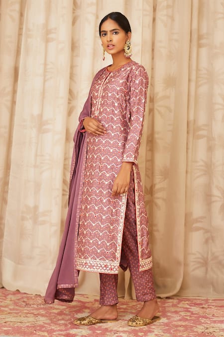 Buy Shyam Narayan Prasad Purple Viscose Silk Printed Kurta Set Online at Aza Fashions Buy_Shyam Narayan Prasad_Purple Viscose Silk Printed Kurta Set _Online_at_Aza_Fashions