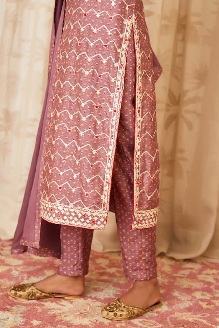 Shop Shyam Narayan Prasad Purple Viscose Silk Printed Kurta Set Online at Aza Fashions Shop_Shyam Narayan Prasad_Purple Viscose Silk Printed Kurta Set _Online_at_Aza_Fashions