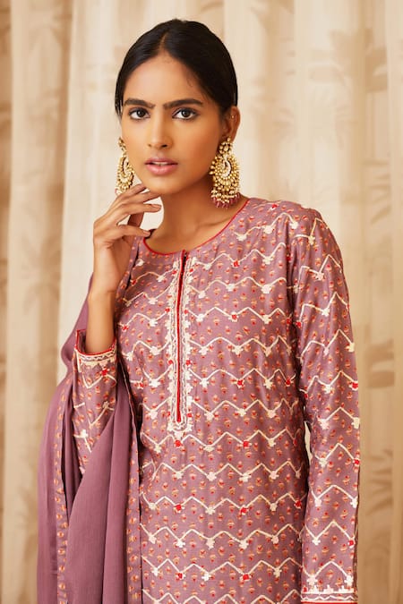 Shyam Narayan Prasad Purple Viscose Silk Printed Kurta Set at Aza Fashions Shyam Narayan Prasad_Purple Viscose Silk Printed Kurta Set _at_Aza_Fashions