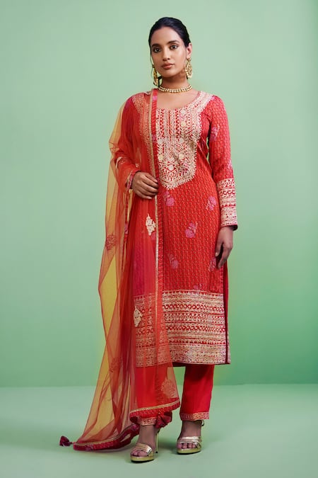 Shyam Narayan Prasad Gota Embroidered Kurta Set 
