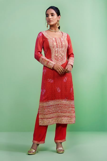 Shyam Narayan Prasad Gota Embroidered Kurta Set 