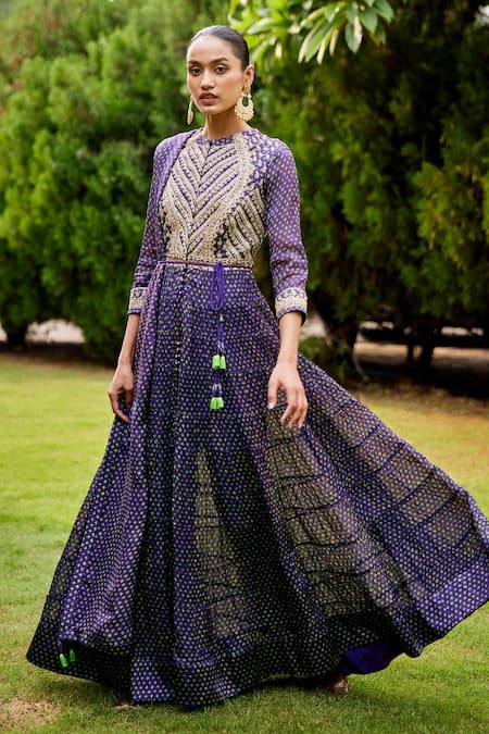 Shyam Narayan Prasad Printed Tiered Anarkali Set 