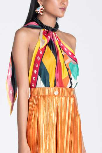 Buy_Shivan & Narresh_Multi Color Silk Halter Backless Bodysuit_Online_at_Aza_Fashions
