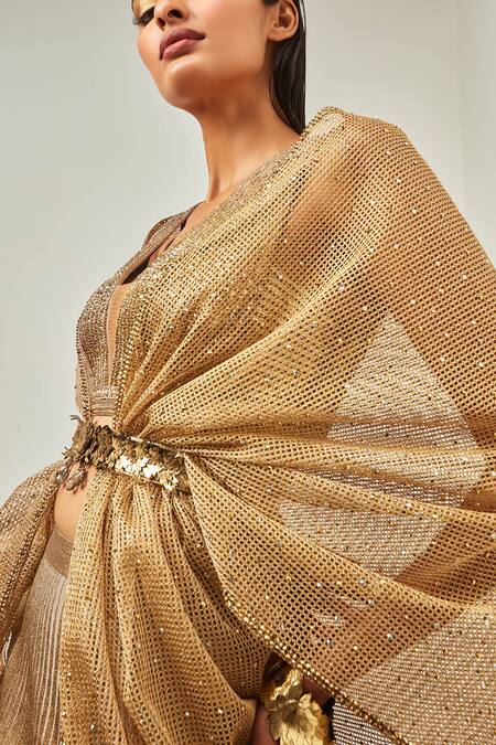 Buy_Shantnu Nikhil_Gold Embroidered Organza Lehenga Set_Online_at_Aza_Fashions