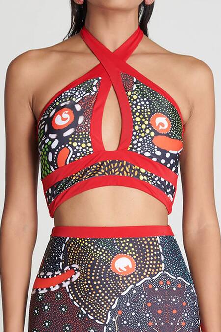 Buy_Shivan & Narresh_Green Sustainable Econyl Swimwear Jersey Printed Bikini Set_Online_at_Aza_Fashions