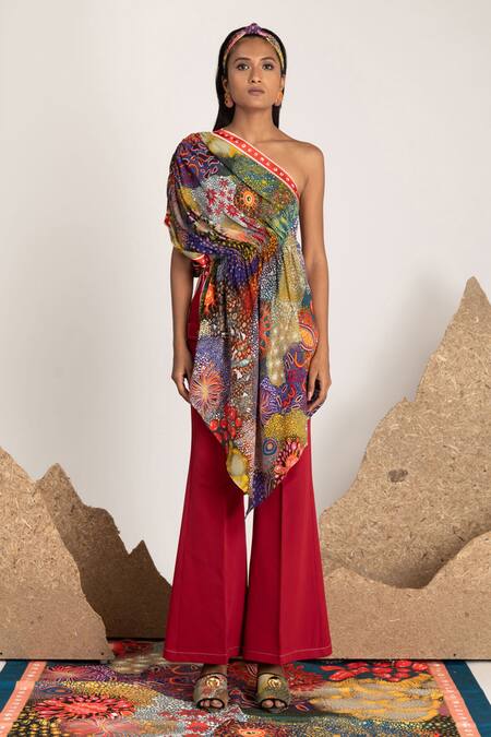 Shivan & Narresh Multi Color Viscose Cellulose Crepe Printed Tunic