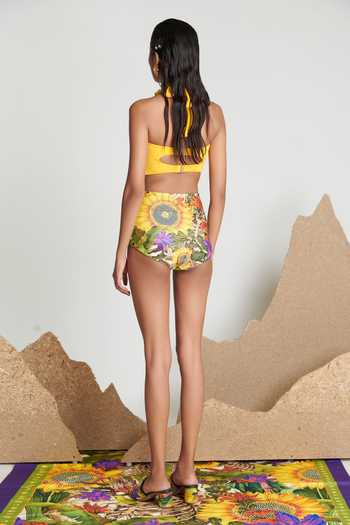 Shop Shivan & Narresh Yellow Sustainable Econyl Swimwear Jersey Halter Bikini Set at Aza Fashions Shop_Shivan & Narresh_Yellow Sustainable Econyl Swimwear Jersey Halter Bikini Set_at_Aza_Fashions