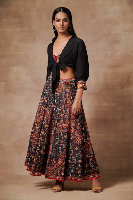 Lata girls ethnic wear top and lehenga skirt coord in purple handwoven   Love the world today
