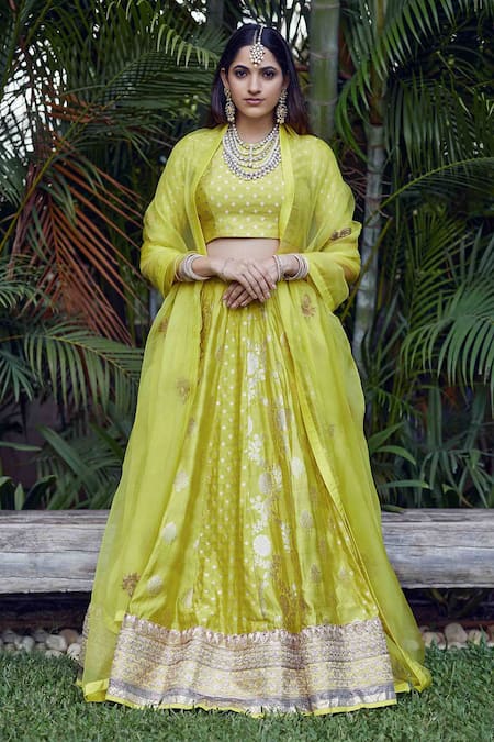 Sobariko Banarasi Brocade Lehenga Set | Women, Lehengas, Classic Lehengas,  Yellow | Brocade lehenga, Designer dresses indian, Fashion