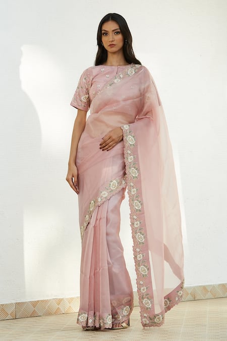 Romaa Floral Embroidered Saree With Blouse 