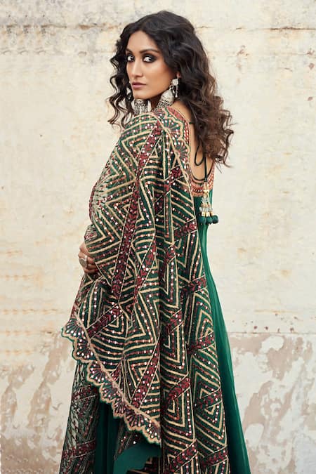 Buy SUHINO Green Shantoon, Georgette Lining Cotton, Soft Net Embroidered Anarkali Set Online at Aza Fashions Buy_SUHINO_Green Shantoon, Georgette Lining Cotton, Soft Net Embroidered Anarkali Set _Online_at_Aza_Fashions