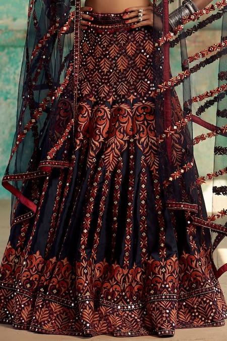 Dark Maroon Sequence Work Georgette Lehenga Choli