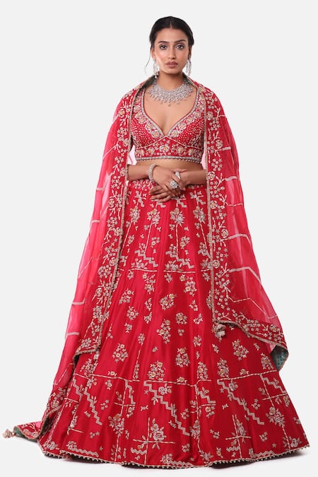 Rawsilk Blood Red Bridal Lehenga – rckcaurum