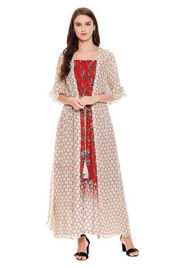 Soup By Sougat Paul Printed Dress with Jacket 