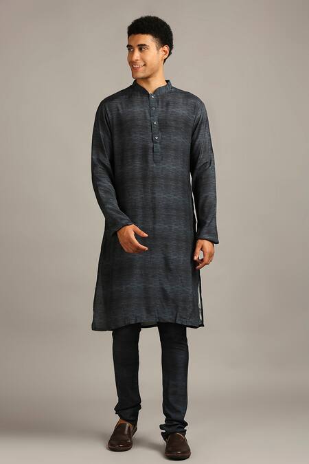 Soup By Sougat Paul_Blue Silk Cloud Print Bundi And Jacket Set _Online_at_Aza_Fashions