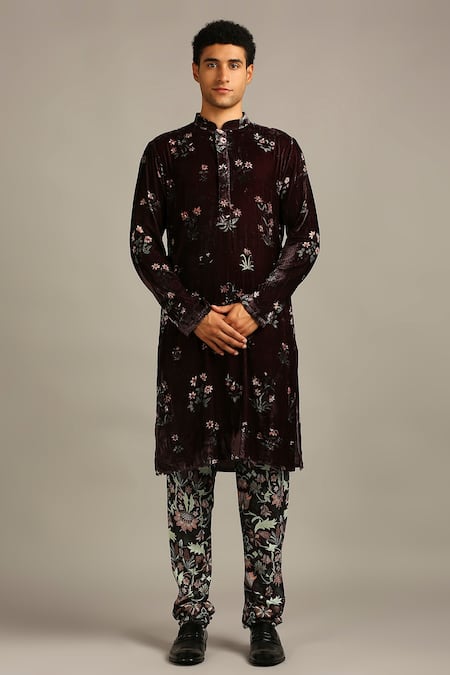 Soup by Sougat Paul Velvet Printed Kurta Set 