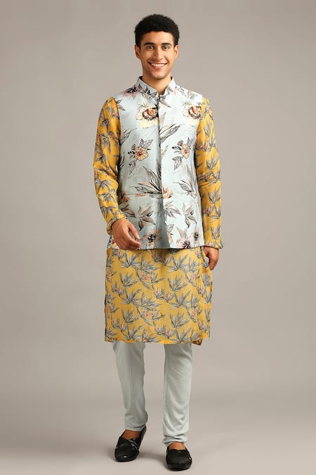 Soup By Sougat Paul Silk Floral Print Bundi & Kurta Set 