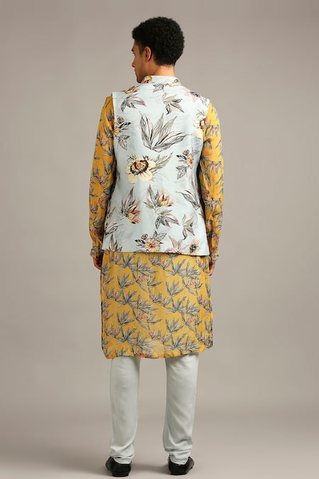 Soup By Sougat Paul Silk Floral Print Bundi & Kurta Set 