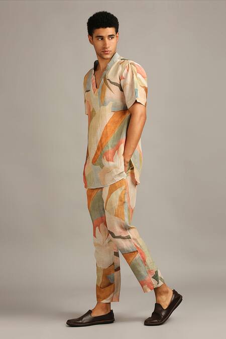 Soup By Sougat Paul Multi Color Silk Abstract Print Kurta Set Online at Aza Fashions Soup By Sougat Paul_Multi Color Silk Abstract Print Kurta Set _Online_at_Aza_Fashions
