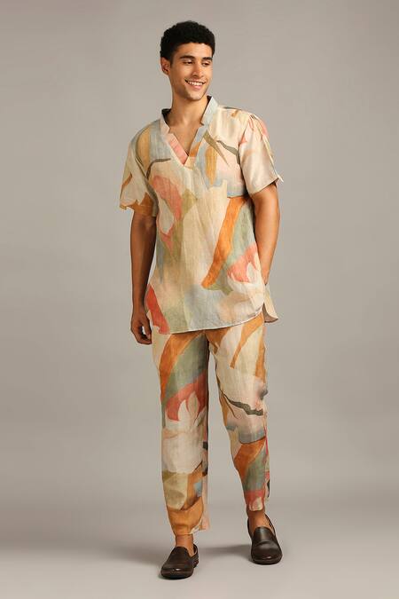 Buy Soup By Sougat Paul Multi Color Silk Abstract Print Kurta Set Online at Aza Fashions Buy_Soup By Sougat Paul_Multi Color Silk Abstract Print Kurta Set _Online_at_Aza_Fashions