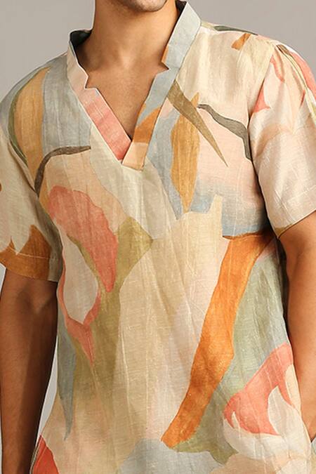 Soup By Sougat Paul Multi Color Silk Abstract Print Kurta Set at Aza Fashions Soup By Sougat Paul_Multi Color Silk Abstract Print Kurta Set _at_Aza_Fashions